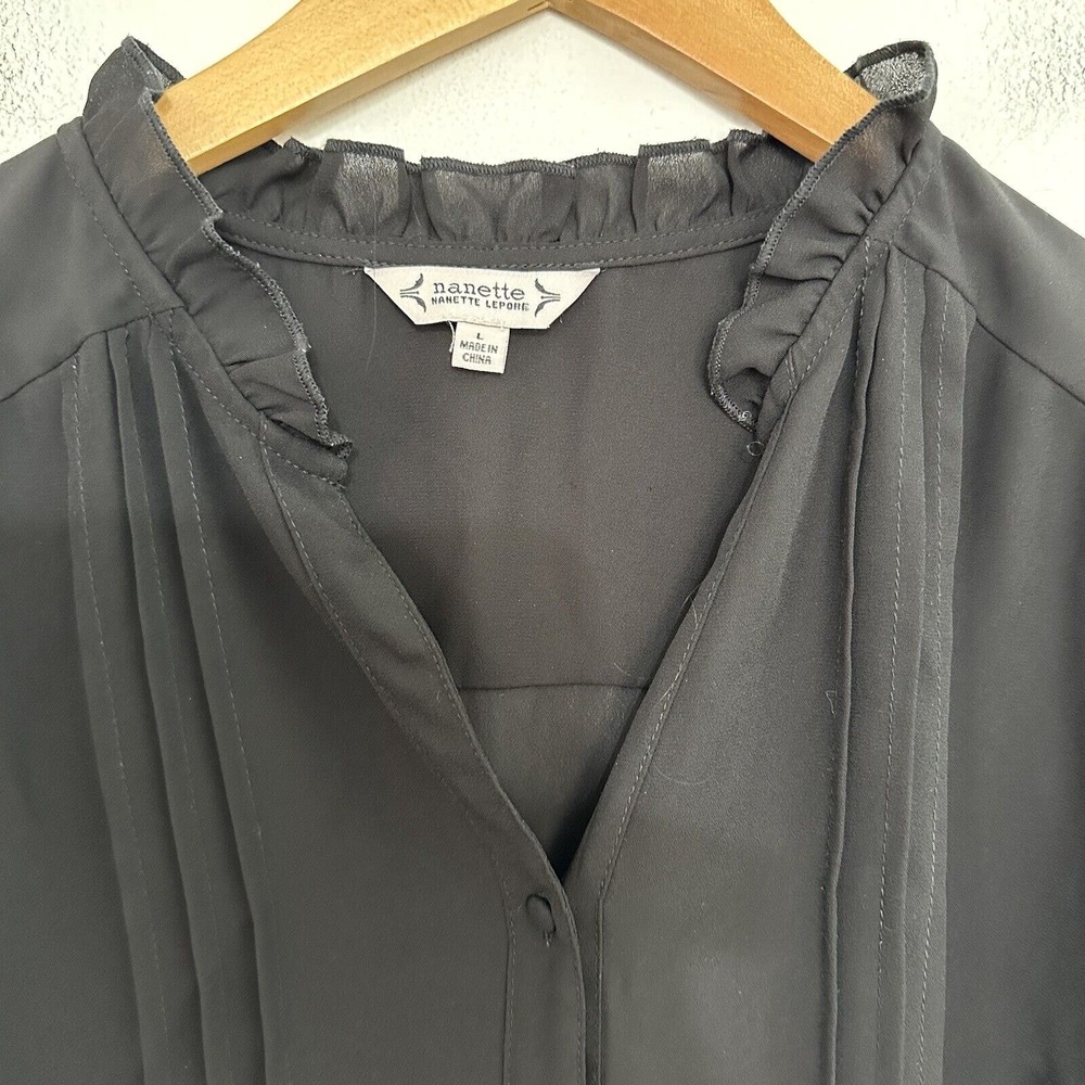 Nanette Lepore Blouse Womens Large Dark Academia Goth Feminine Vamp Office Siren - Picture 5 of 7